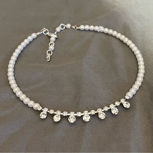 Prom/Special Occasion Necklace, Pearl and Rhinestones - Picture 6 of 10